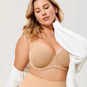 Delimira NWT Beige Nude Tan Classic Underwire Strapless Bra Size 44DD